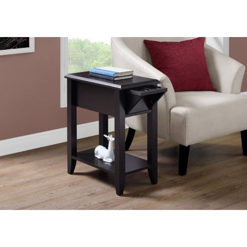 24"H Accent Table in Cappuccino w/ Glass Holder